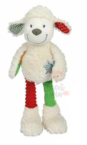  peluche mouton blanc vert rouge bleu étoile 